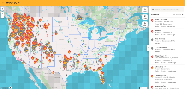 Watch Duty wildfire tracking app