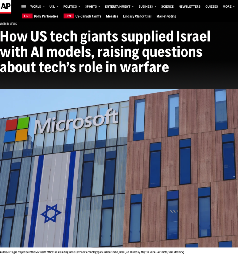 An Associated Press investigation into commercial AI use in Gaza and Lebanon documented a wartime surge in the use of off-the-shelf models for transcription, translation and search across intelligence stores. The research claims that AI models (in this case, Microsoft) primarily made for civilian use were allegedly extensively used for military purposes.