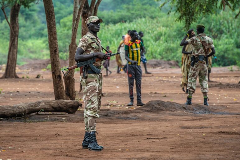 Ethiopian soldiers at the Kule refugee camp in Gambela, Ethiopia