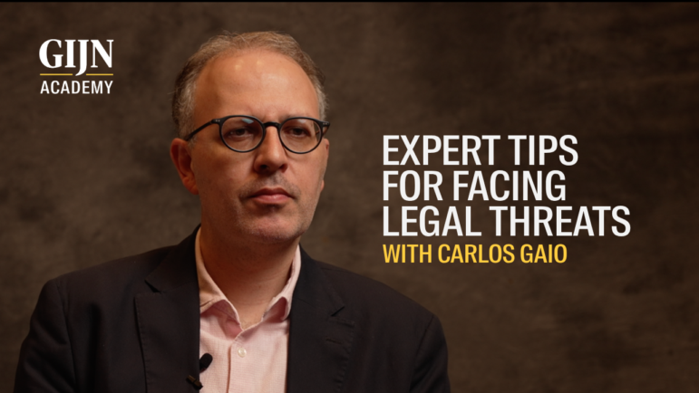 GIJN Academy masterclass video, media defense with Carlos Gaio