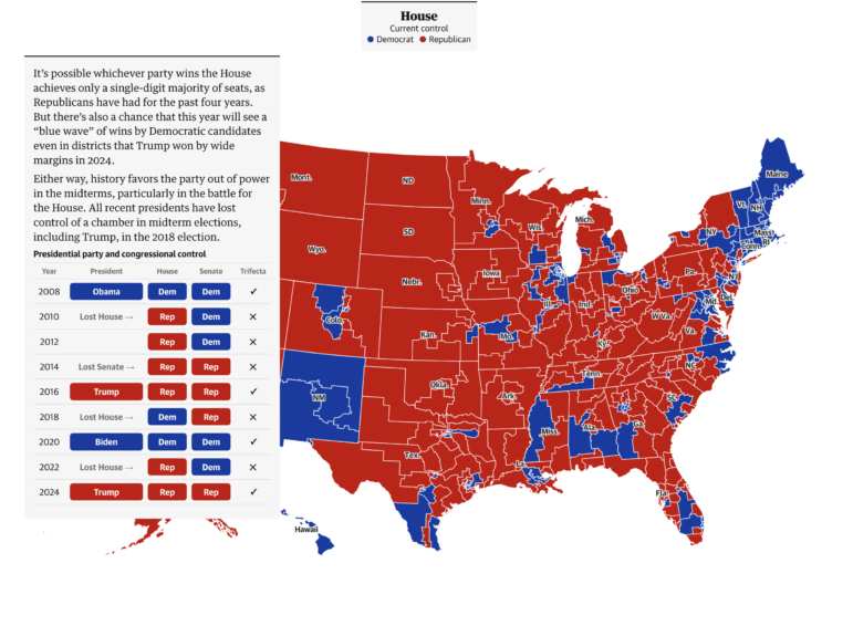 the Guardian, mapping the 2026 US midterm elections