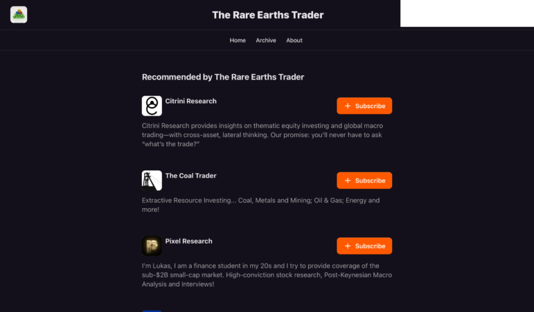 Recommendations of The Rare Earths Trader