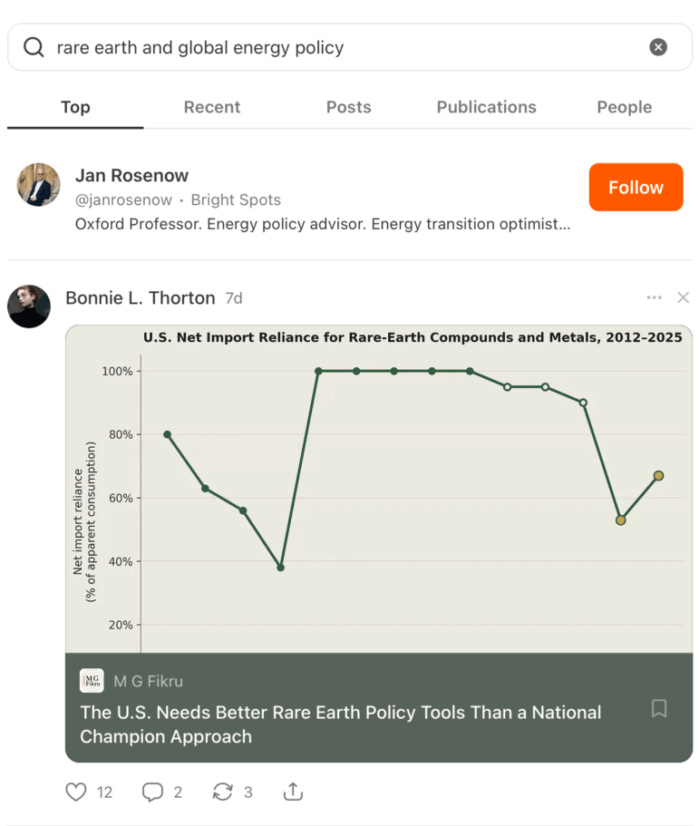 Substack search for “rare earth and global energy policy”