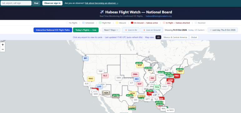 The Habeas Flight Watch dashboard.