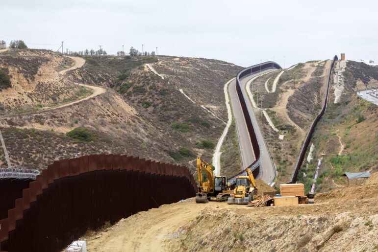 Construction of a wall on the US-Mexico border, June 2025.